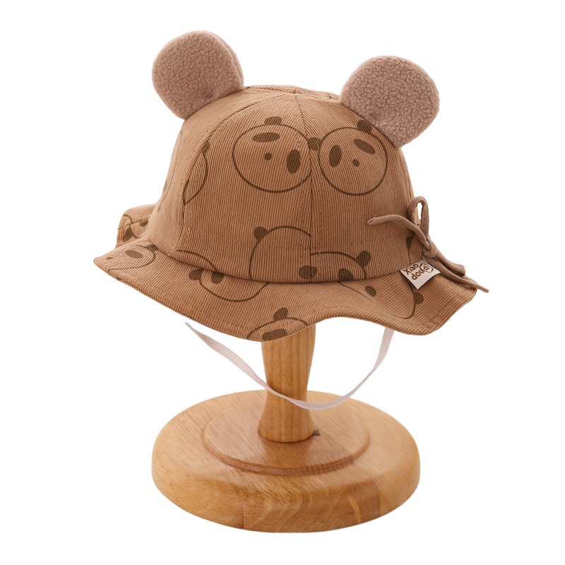 Baby pescador sombrero primavera y otoño estilo coreano lindo panda cuerda ajustable sombrero de sol bebé otoño invierno caliente marea sombrero de bañera