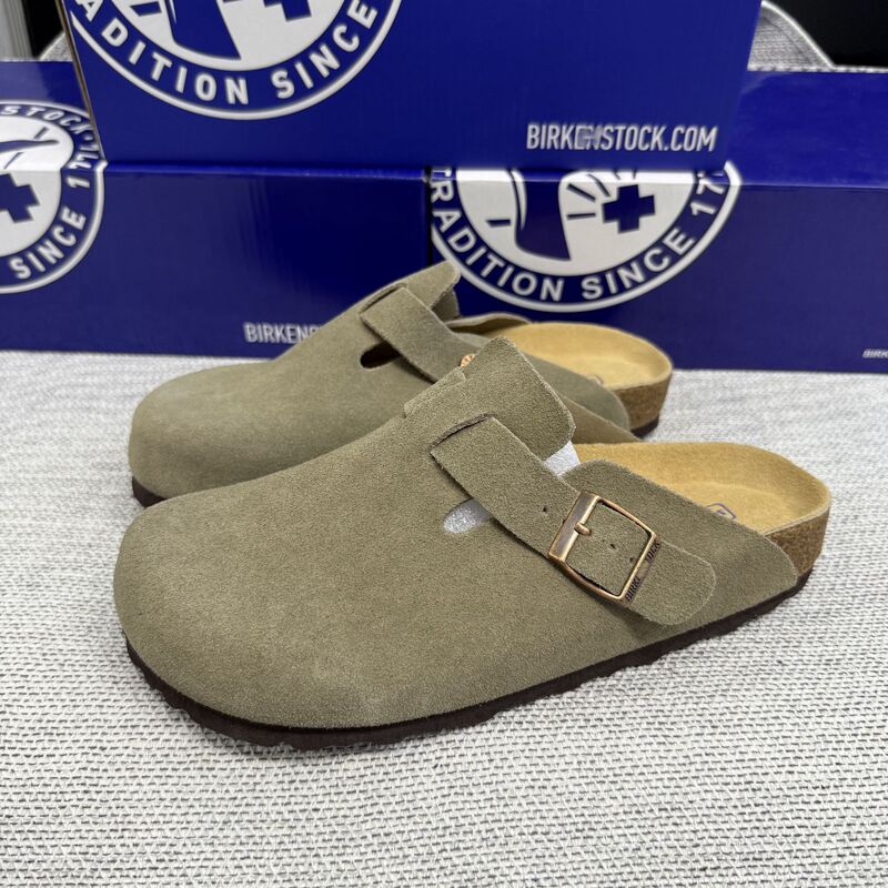 Bk Pure Original Genuine Leather Birkenstock Shoes for Men and Women, Cork Thick-Soled Outer Wear, Casual Toe-Toe Half-Slip High-Bottom Birkenstock Shoes