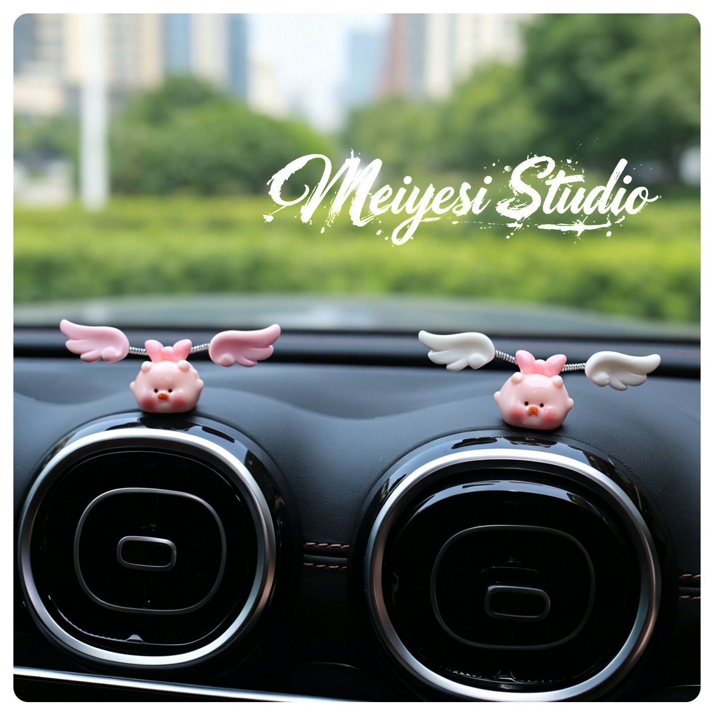 Mini lindo swing flying cerdo adornos de automóvil curar la consola central pequeñas adornos descomprimir artefactos mágicos