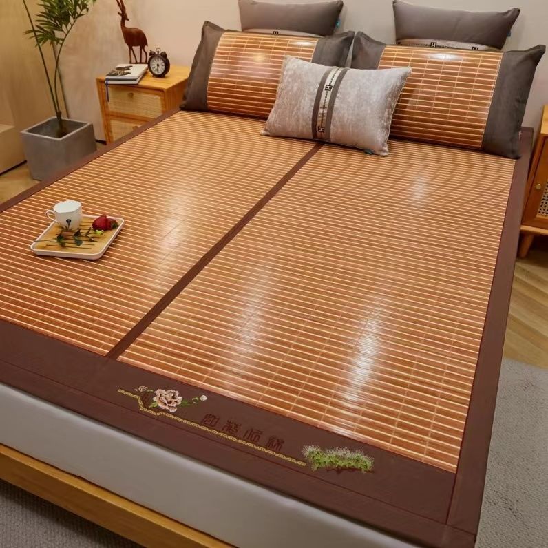 ヨモギマット、竹マット、夏用わらマット、冬夏兼用折りたたみ家庭用夏籐マット、夏用マット、アイスシルクマット|undefined