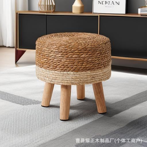 Rattan Small Stool, Shoe Changing Stool, Living Room, Bedroom, Kindergarten Small Stool, Other Wooden Nordic Style Bracket Structure for Adults
