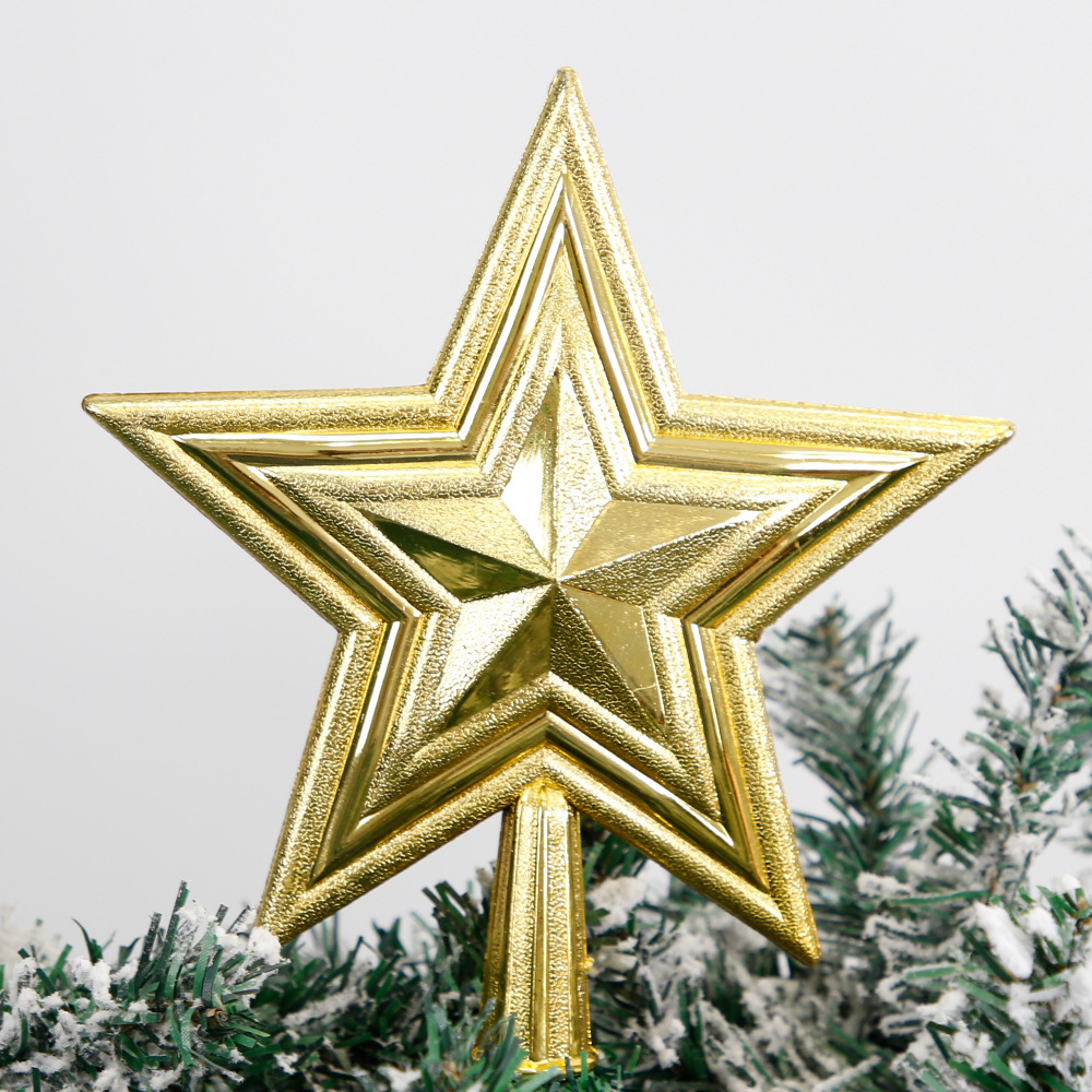 Amazon decoraciones de Navidad doradas árbol de Navidad DIY decoración plástico galvanizado decoración de estrella de pentaco