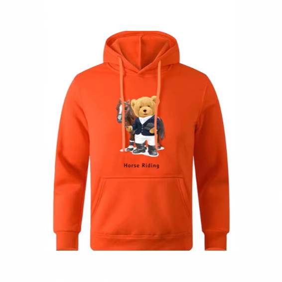 Comical Man Women's Hoodie Man Small Bear Riding Horse Designer Printed Man Sweatshirts Casual Fleece