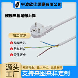 VDE认证电熨斗线欧式两脚带接地配棉纱编织线韩国三芯电源线10A