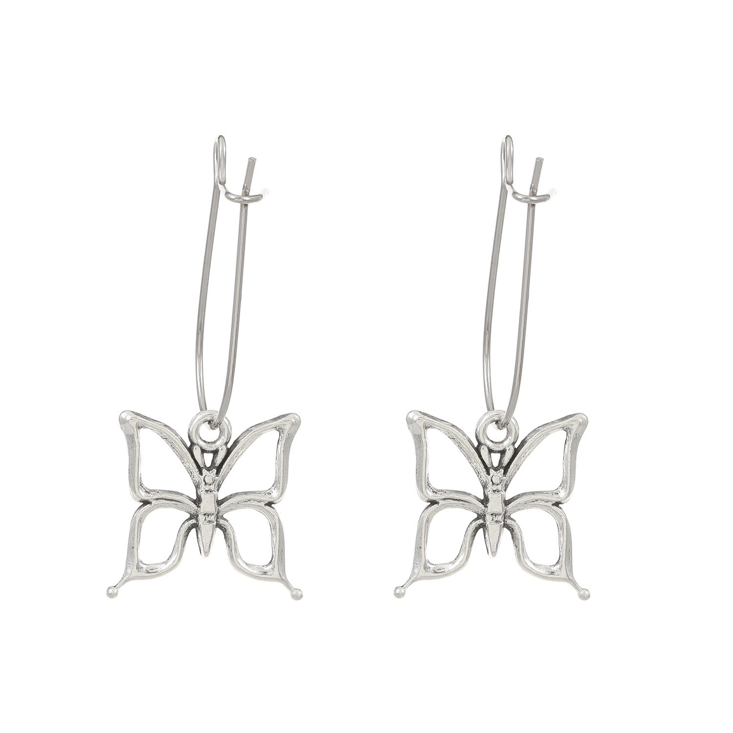 Orecchini a forma di farfalla con graffetta, stile Ins, alla moda, in metallo anticato, orecchini gotici_voghion.com