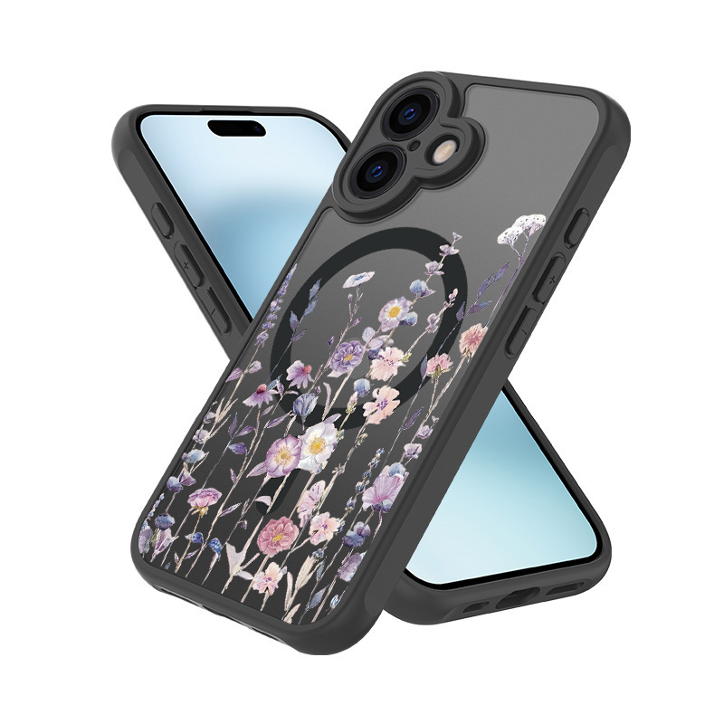 Applicable to Aple 16promax mobile phone case magnetic flower iphone15 all inclusive 14p frosted protective cover_voghion.com