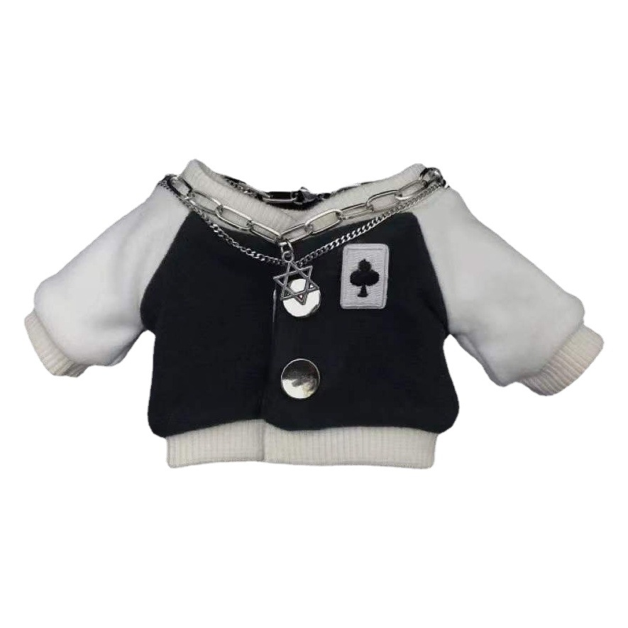 20cm celebridad estilo de vestir ropa de la muñeca de algodón blanco y negro contraste color bordado uniforme de béisbol traje 20cm ropa de la muñeca