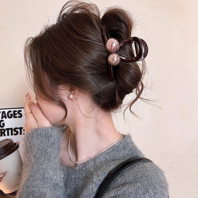 Double bead brown medium size - about 8cm