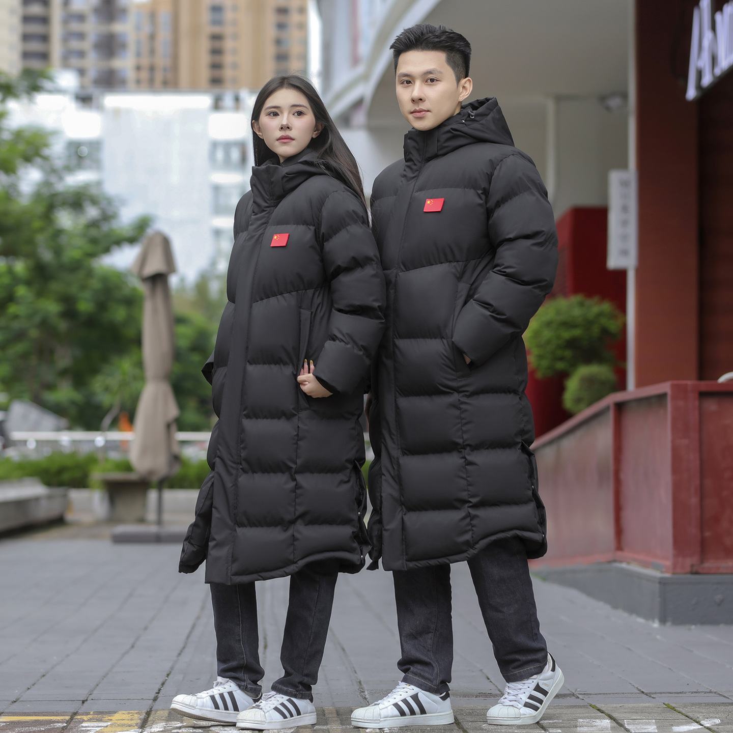 26 Winter Collection: China Team Extra-Long Over-the-Knee Sports Coat, Down-Filled Cotton Jacket, Matching Parent-Child Thick Coat, Sports Academy Outerwear, Custom-Made
