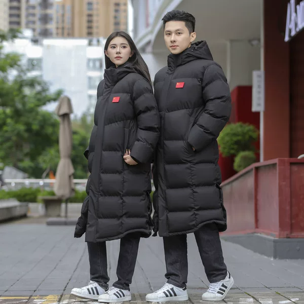 26 Winter Collection: China Team Extra-Long Over-the-Knee Sports Coat, Down-Filled Cotton Jacket, Matching Parent-Child Thick Coat, Sports Academy Outerwear, Custom-Made