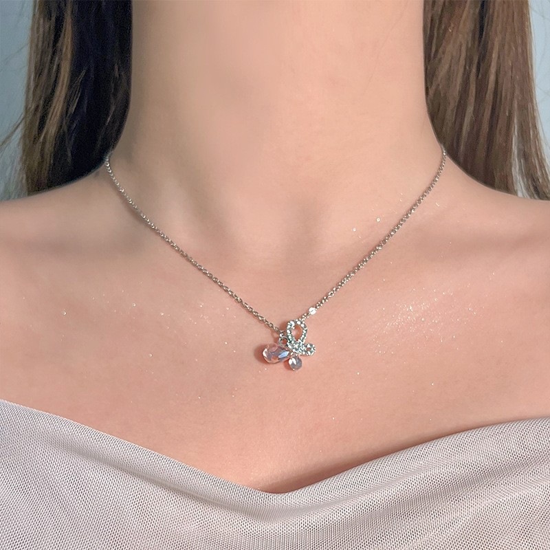 S999 saf gümüş inci kolye kadın niş tasarım hafif lüks yüksek kalite dökülmez renk basit clavicle zincir aksesuarı toptan