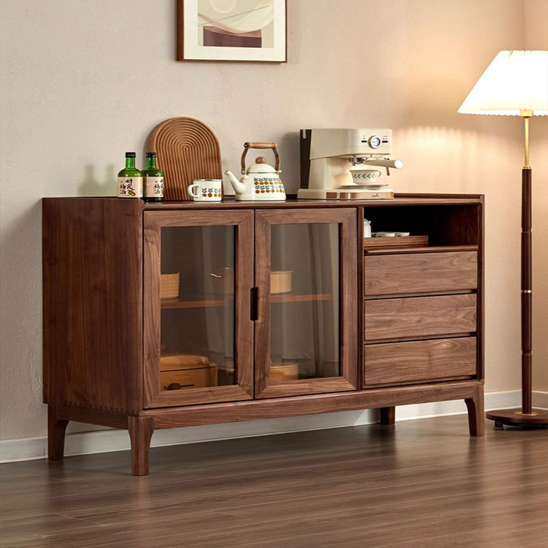 Customized North American Black Walnut Sideboard Simple Cherry Wood Log Living Room Dining Room Multi-Functional Storage Sideboard