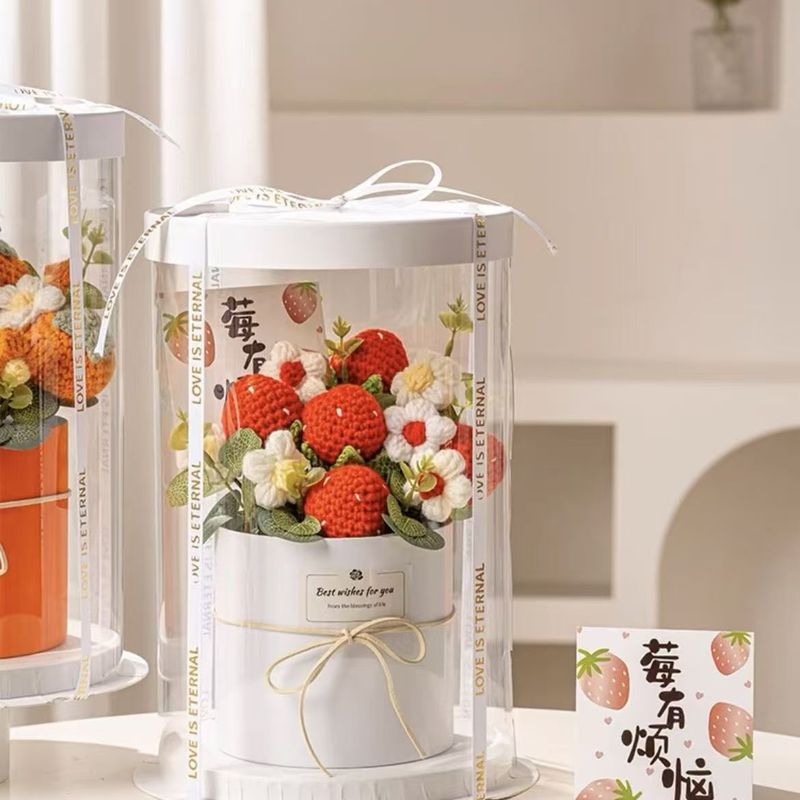 先生、ガールフレンド、母親への誕生日プレゼントとして手編みのひまわり柿の花束鉢植え完成品 520 番目の日|undefined