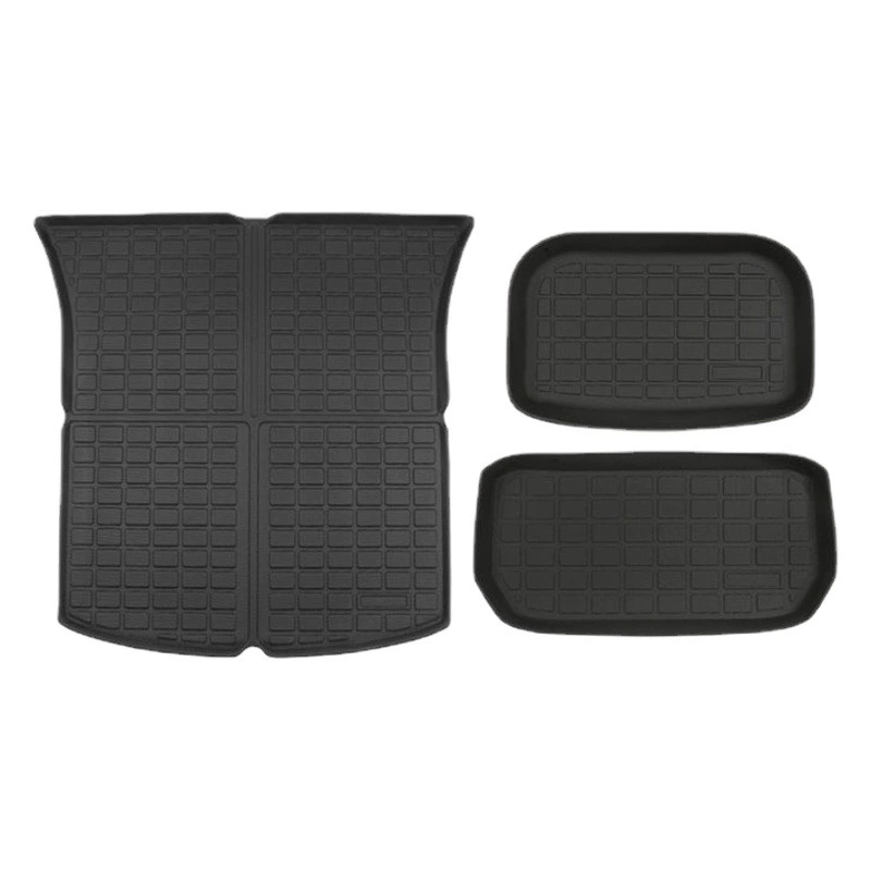 Подходит для новых моделей Tesla 3/Y/YL: передние и задние коврики в багажник, водонепроницаемые коврики в багажник, аксессуары из TPE с оригинальной текстурой.