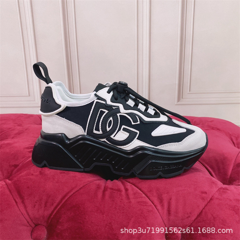 Dg Thick-Soled Casual Shoes, Color-Blocked Travel Shoes, Men's and Women's Shoes, Couple Shoes, Daymaster Cowhide Women's Casual Dad Shoes