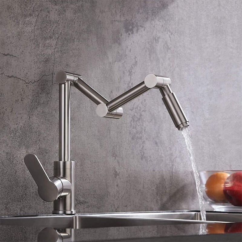 304 stainless steel kitchen faucet Black brushed hot and cold sink faucet Universal Folding