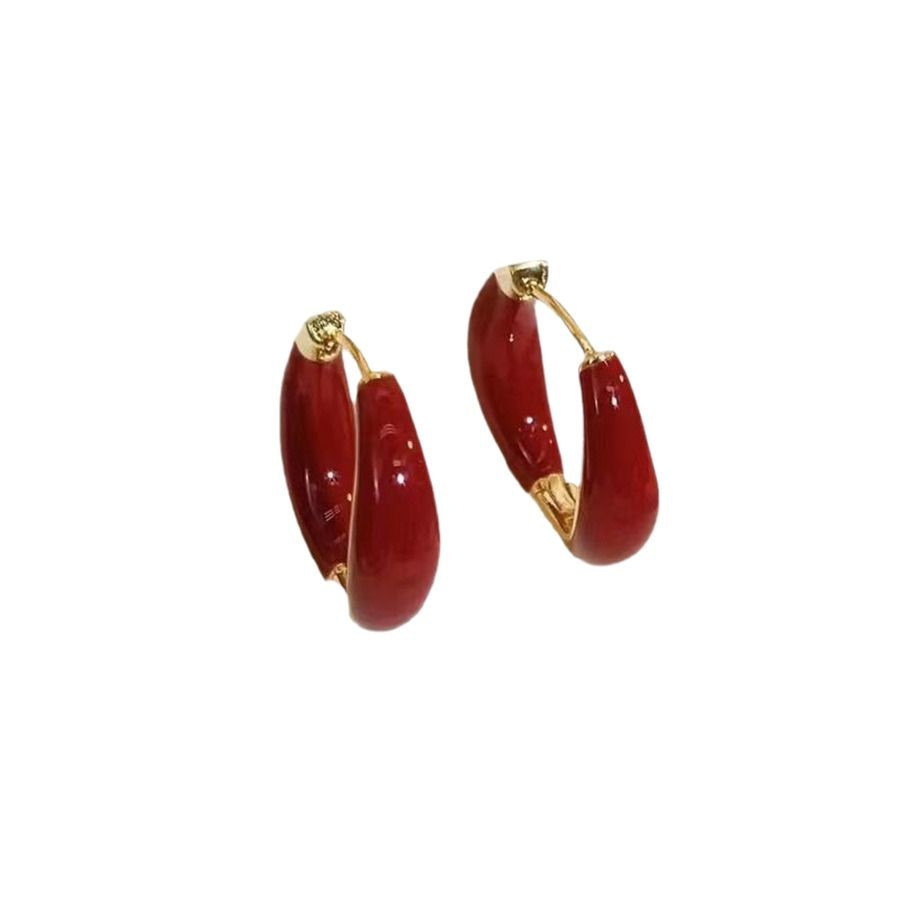Pendientes Rojos de Moda, Estilo Retro Francés, con un Toque de Lujo, para el Año de Nacimiento, Versátiles y Ligeros, Gran Venta Transfronteriza