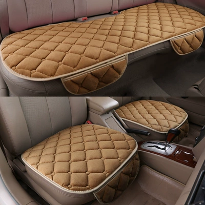 Wool pad – Backless Winter Cushion, Universal Car - diamond-shaped-three-piece-set-khaki