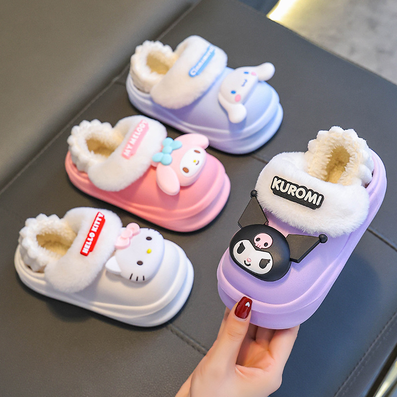 Sanliogou invierno bolsas de niños zapatos de algodón de talón cálido y terciopelo para niños y niñas impermeables y antideslizantes zapatos para el hogar de bebés Kulomi