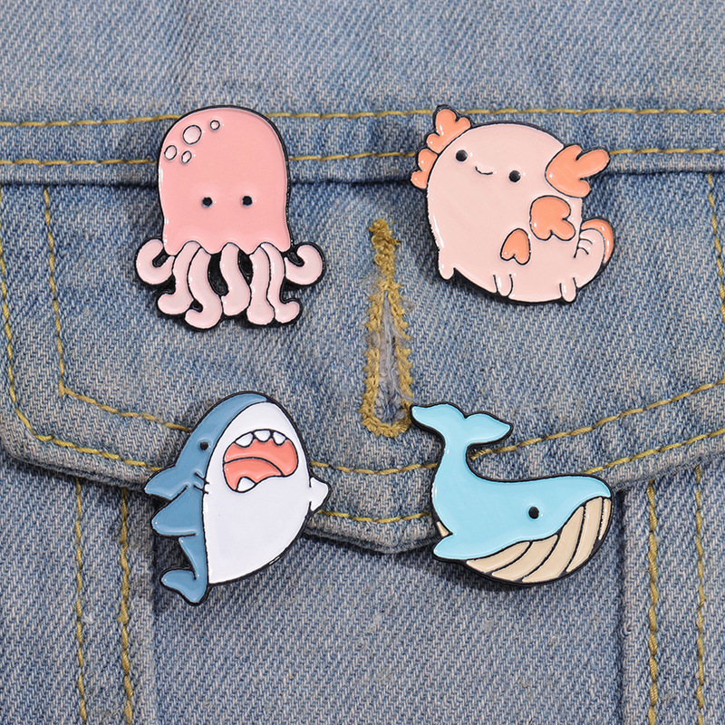 8g Weight Brooches Classification Holiday, Party Occasion Alloy, Metal Material Animal, Cartoon, Ocean, Dolphin, Octopus, Fish, Shark Pattern Unisex Gender Plating Design Cute Style Cute Pin Animal Cartoon Ocean Alloy Metal Plating Unisex Brooches 9