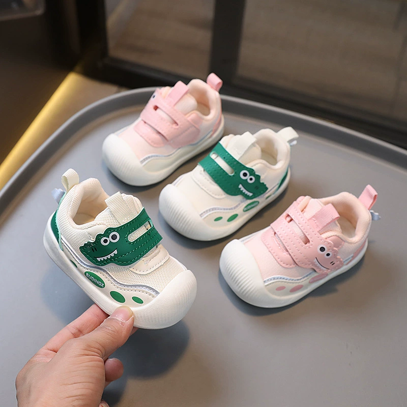 Цельная женская детская обувь для доставки, весна и осень, новая обувь для малышей с мягким низом и закрытым носком, Детская сетчатая дышащая Однослойная обувь