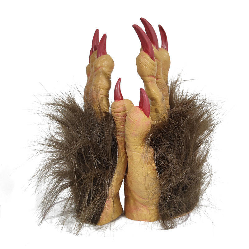Nuevos productos de Halloween Guantes de látex para hombres lobo Suministros de rendimiento Cospla Accesorios de disfraces de terror Guantes de festival de fantasmas