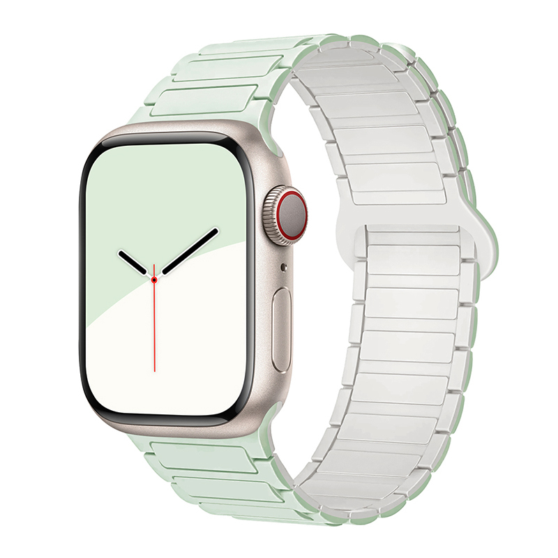 Suitable for Apple S10 Silicone Magnetic Watch Strap Applewatchs9/8/7Ultra2 Reverse Buckle Breathable Watch Strap Se
