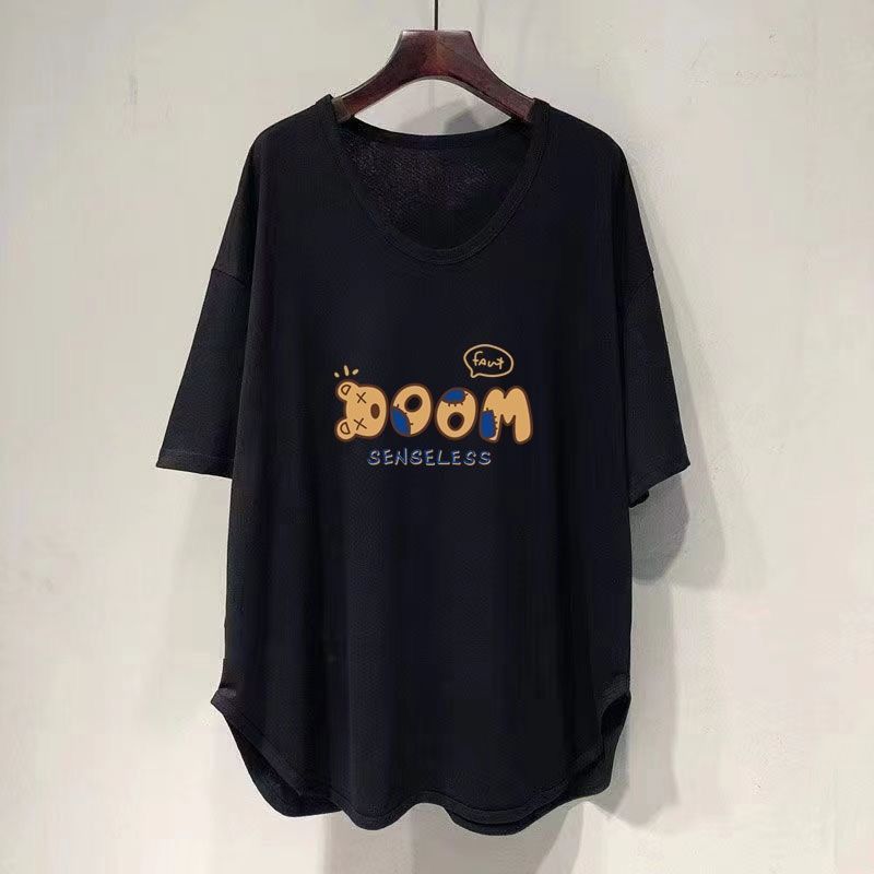 ファットmm 150kg ゆったり大きいサイズ ミドル丈 UVカラー 半袖 Tシャツ レディース 夏新作 韓国版 痩身お腹カバートップ|undefined