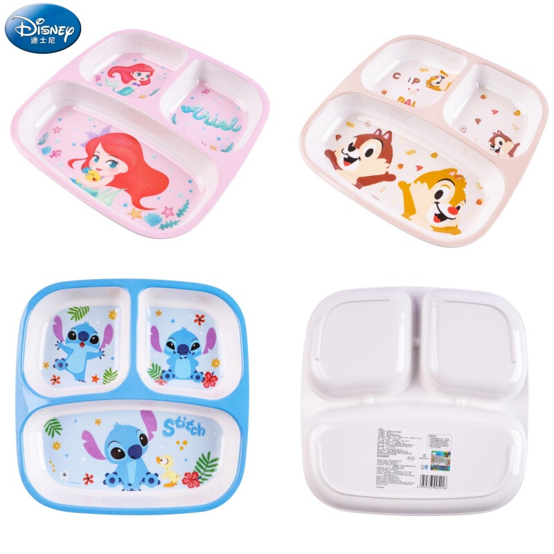 Disney Kidsren's Tableware Melamine Resin Bowl Anti-Scalding Cute Home Baby Dinner Plate Kindergarten Three-Compartment Rice Plate