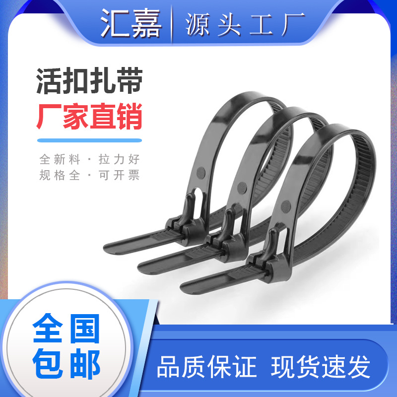 Plástico atadura de cables reutilizables atadura de cables fábrica al por mayor 8*200 Active Buckle nylon atadura de cables