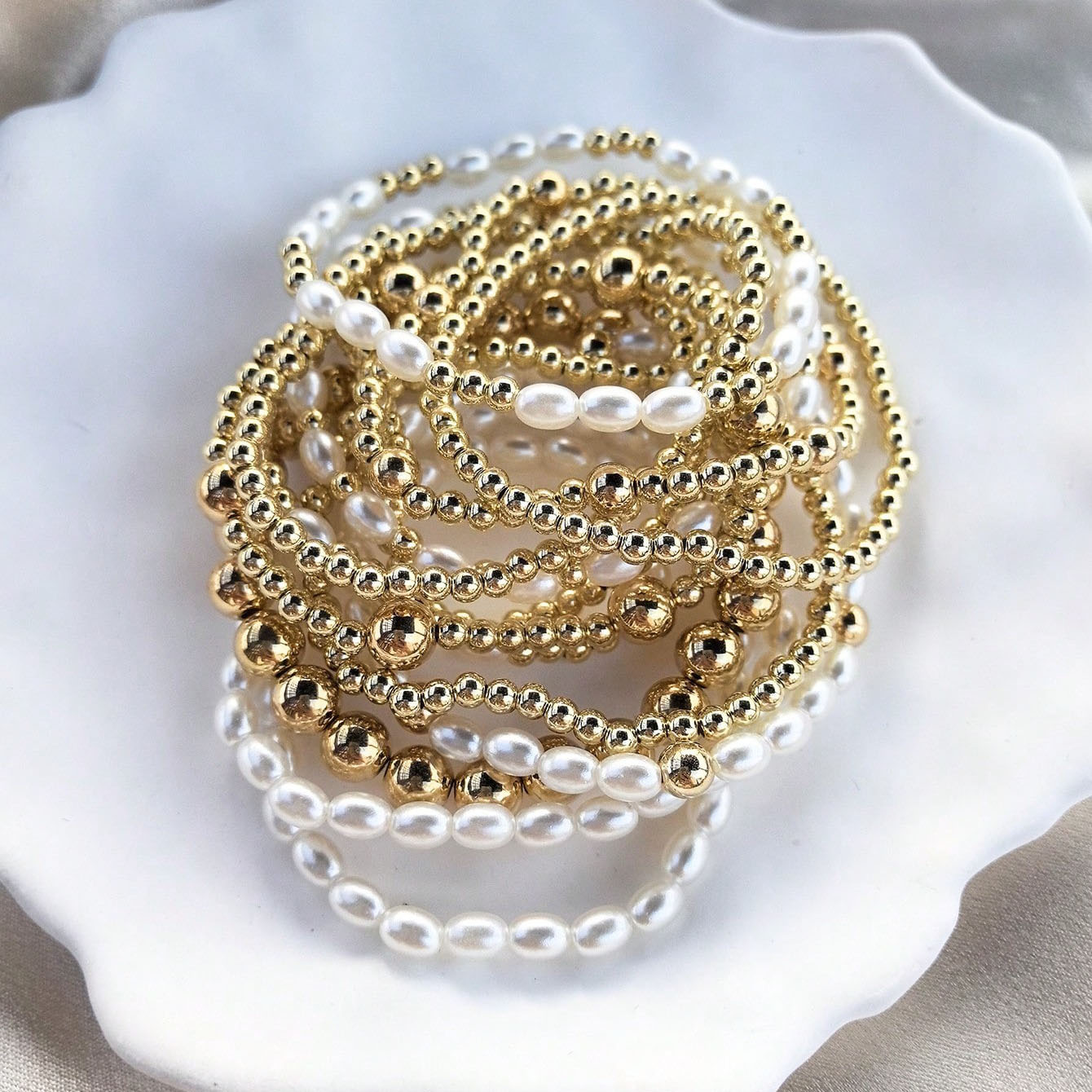 CCB Material Simple Style Round CCB Beaded Chain Beaded Bracelets Wholesale