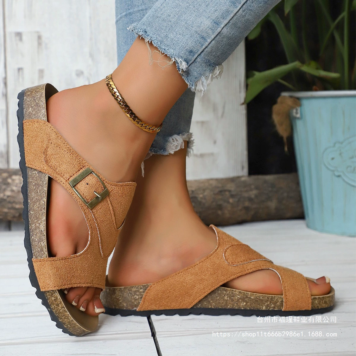 Летние ретро-шлепанцы Birkenstock для женщин больших размеров, плоская подошва, повседневные сандалии с пряжкой, 2025 год