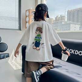 男女童短袖T恤印花中大童酷帅时髦纯棉上衣儿童夏装圆领潮t