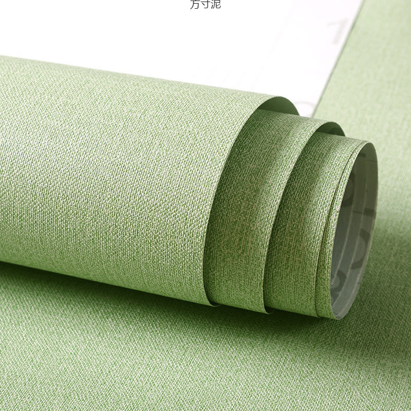Papel tapiz autoadhesivo con patrón de lino de imitación grueso, sala de estar, dormitorio, papel tapiz de seda lisa, armario de la puerta, pegatinas de renovación de PVC para el hogar