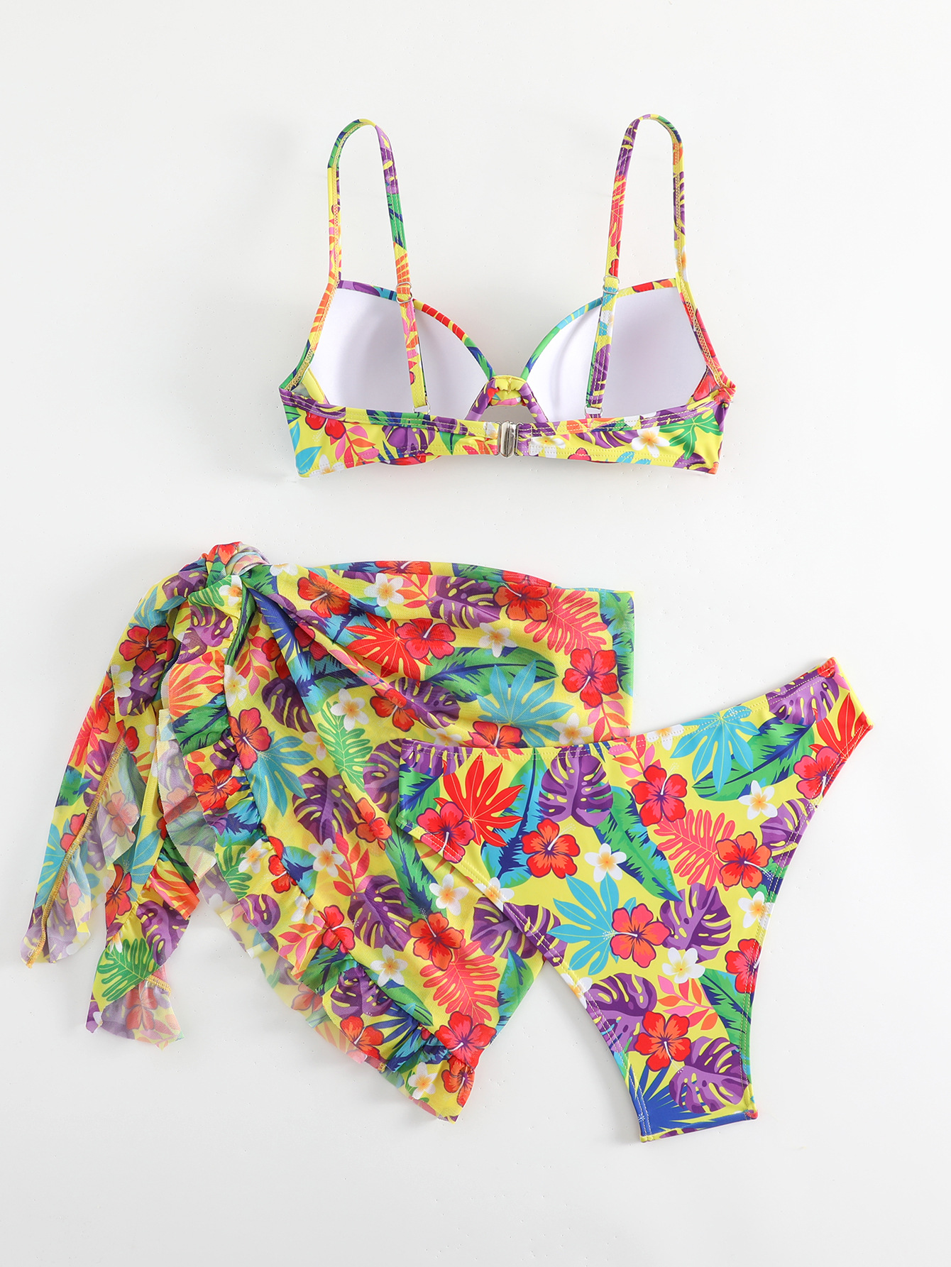 Women's Elegant Lady Printing Color Block 3 Pieces Set Bikinis Swimwear display picture 5