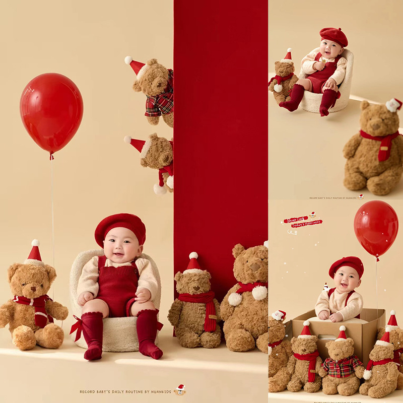 圣诞节百天照摄影道具衣服百日照周岁照婴儿宝宝照儿童新年服装