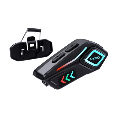 291 Helmet Bluetooth Headset with Ambient Lighting, Long Battery Life, Compatible with Various Helmets, Noise Reduction, Dual-Ear Stereo Calls (Motorcycle Helmet Headset) - black