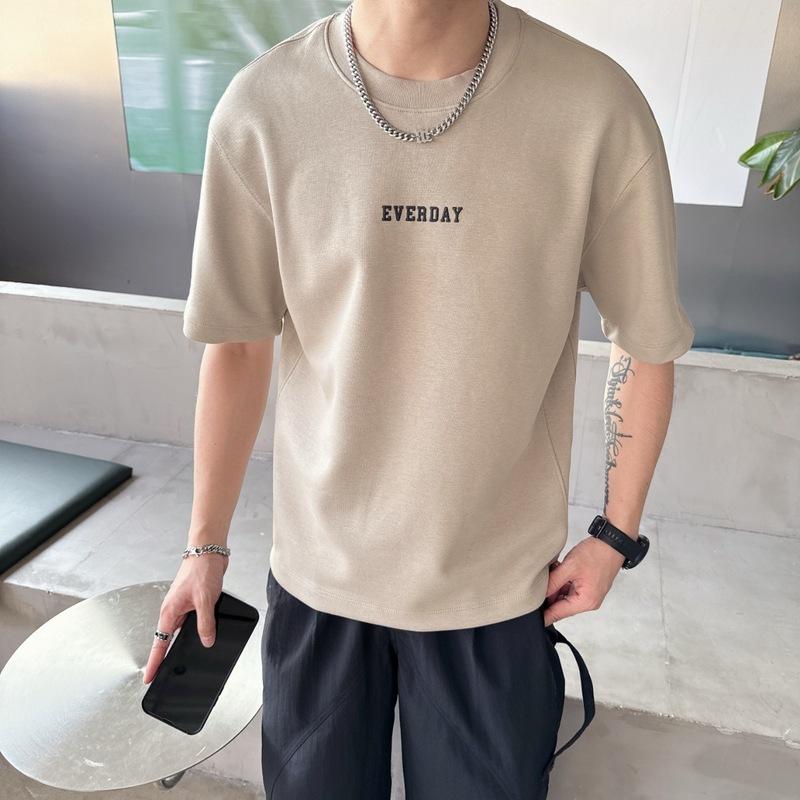 MOQI暗黙契5050丸首tシャツ韓国式青年衛衣潮男2025年モデルデジタルプリント半袖上着|undefined