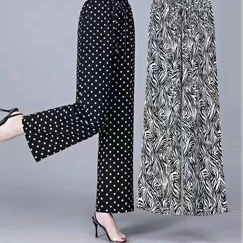 Silk thin trousers, oversize, loose straight fit
