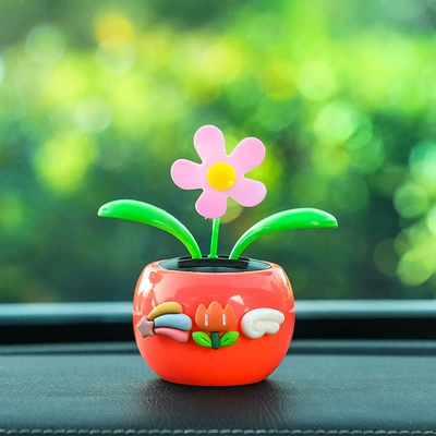 Car ornaments: Console High-End Small Ornaments for - grapefruit-red-three-small-flowers