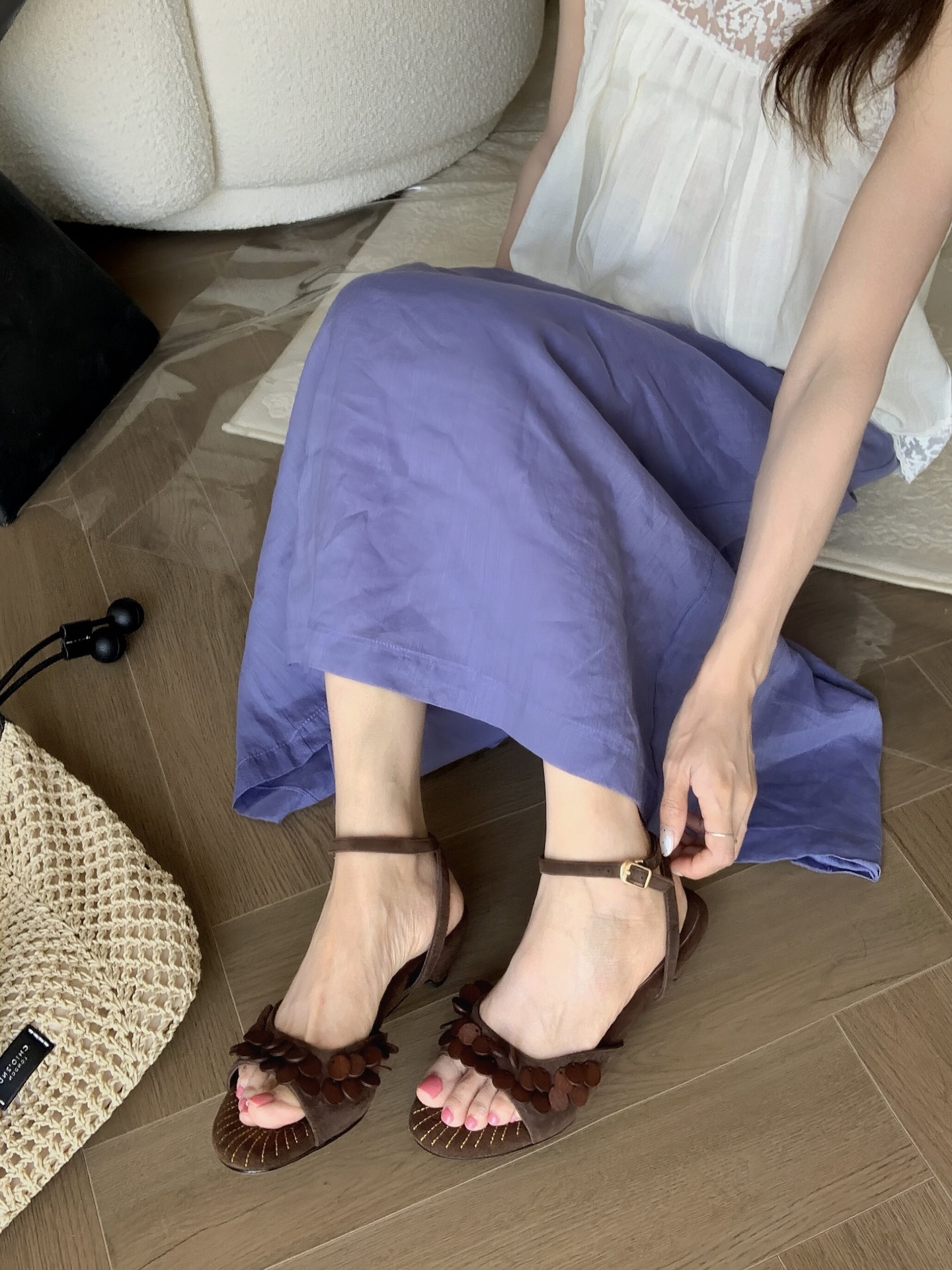 Sandalias de Cuña con Tira para Mujer, Superfibra y Caucho, Cierre de Hebilla, Tacón Medio, para Verano image 6