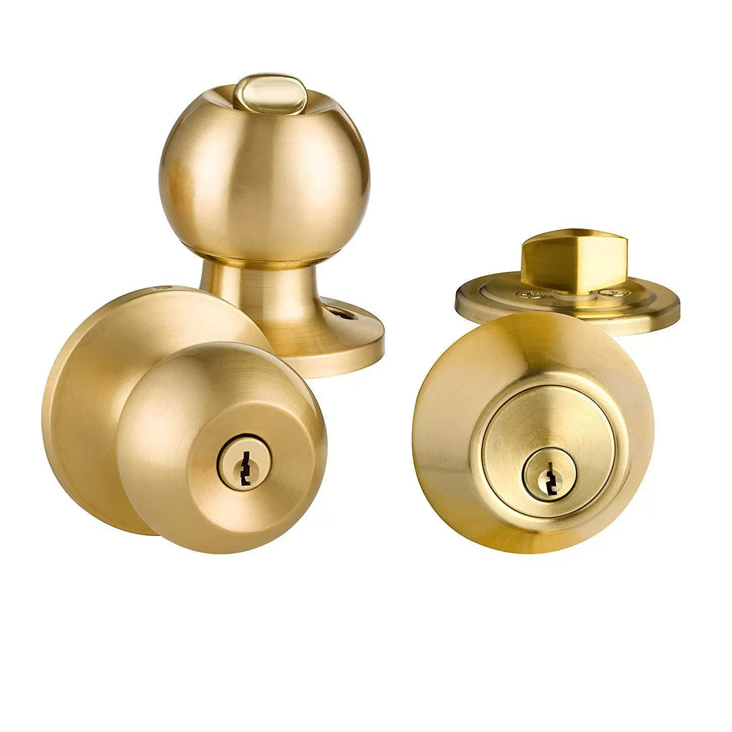 美式三杆球锁套锁呆锁入户锁室内门锁卧室门锁机械通开钥匙房门锁