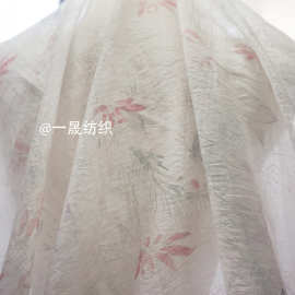 网红爆款蝴蝶淡雅天丝提花印花布料汉服莱赛尔混纺裙子服装面料