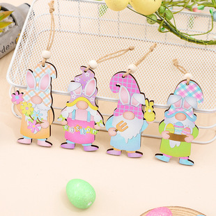 Cross-border New Easter Decorations 8 pc/box of Easter Eggs Cute Faceless Elf Old Man Wooden Pendant