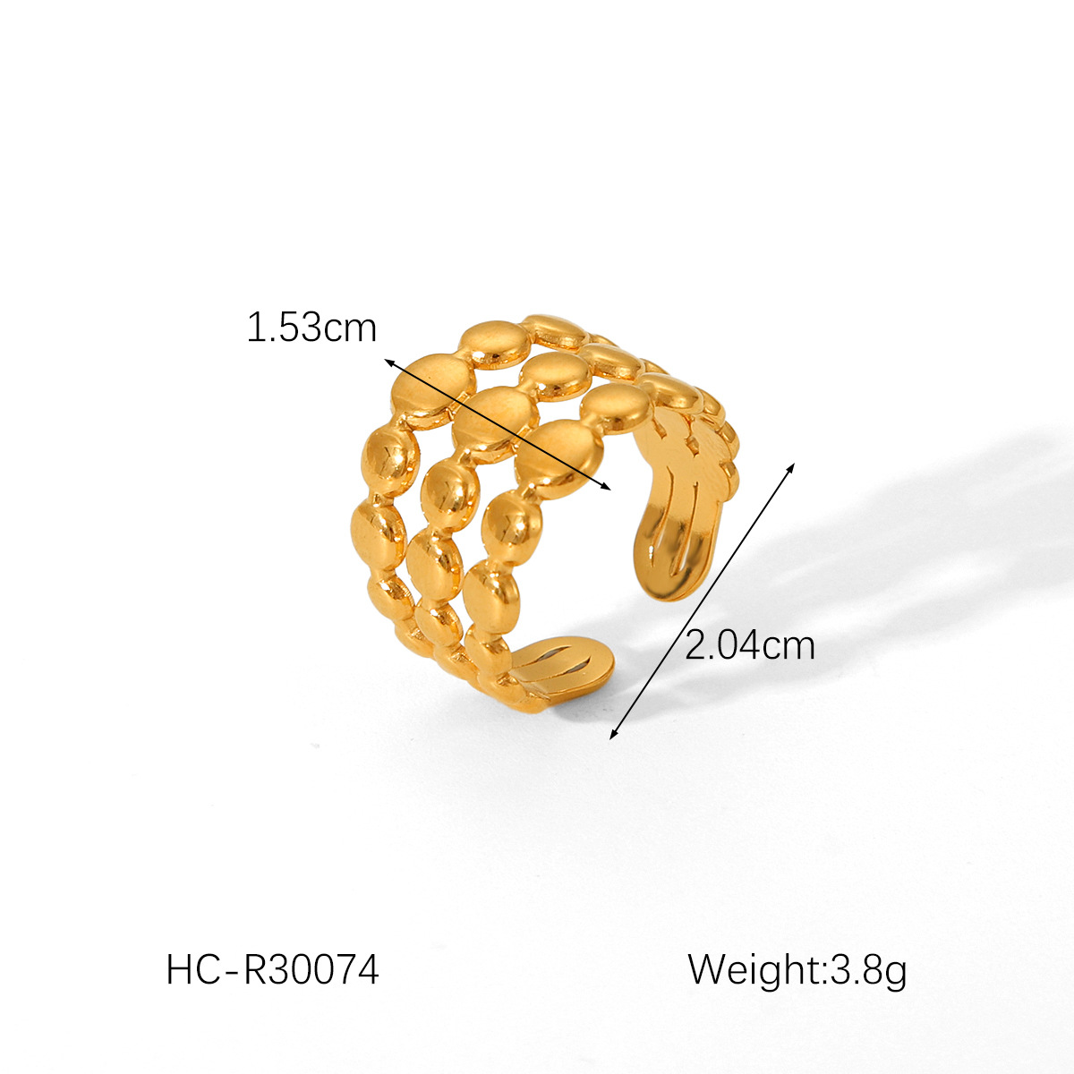 Anillo de oro de 18 quilates de oro de tres capas de acero inoxidable de estilo femenino anillo de acero de titanio no se desvanece