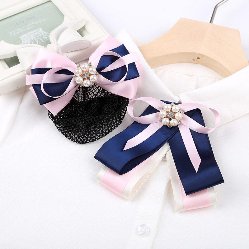 Professional Headband Flower Collar Suit Nurse Bank Hair Net Pocket Hairpin Bow Tie Shirt Accessories Collar Bow