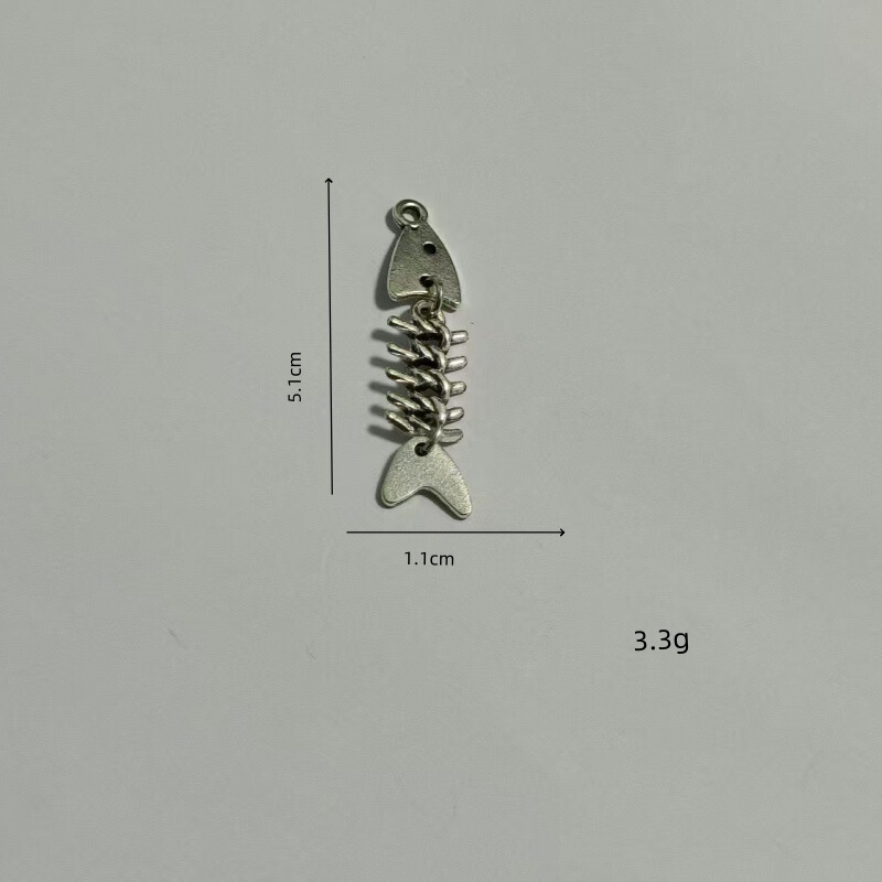 工厂批发DIY合金配件鱼骨吊坠可爱动物耳环配件复古鱼形首饰配件|undefined