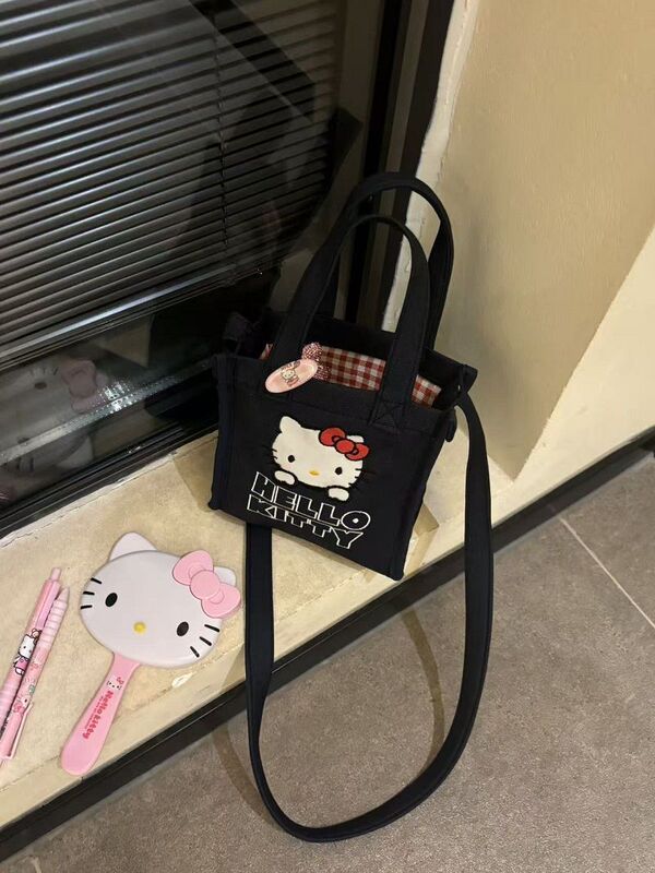 中古牛仔kitty斜挎手机包便携百搭手拎可爱刺绣外出通勤包包|undefined
