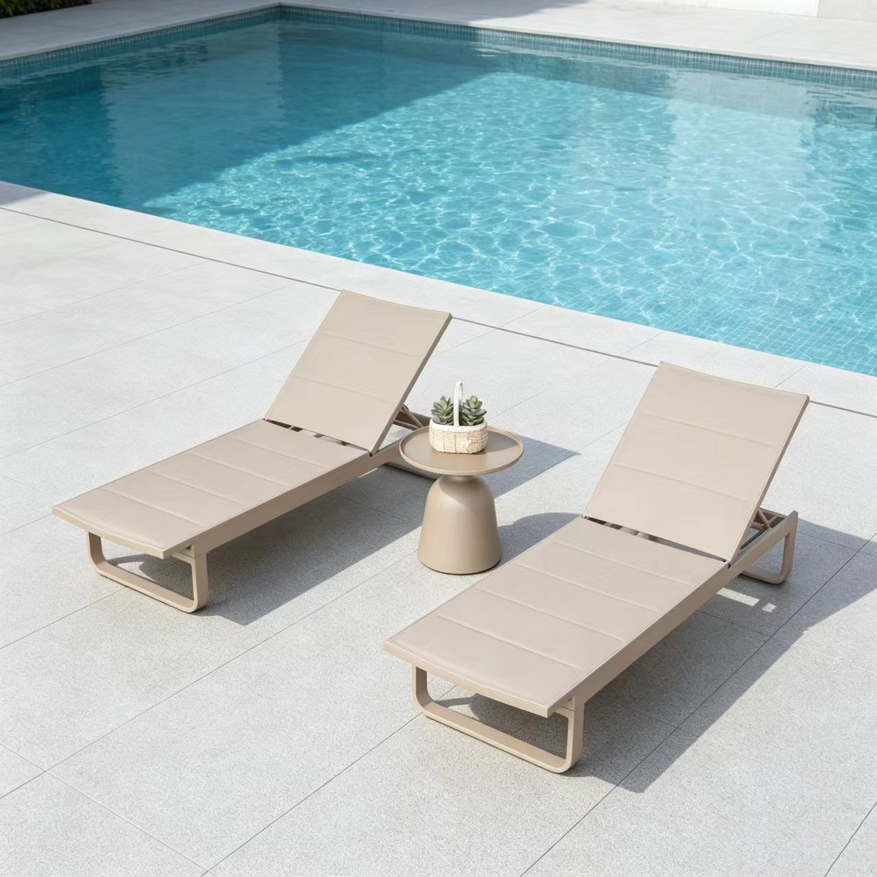 Silla de piscina, silla de playa anticorrosión de aleación de aluminio, tumbona de piscina de alta gama para hoteles y B&B, tumbona portátil image 13