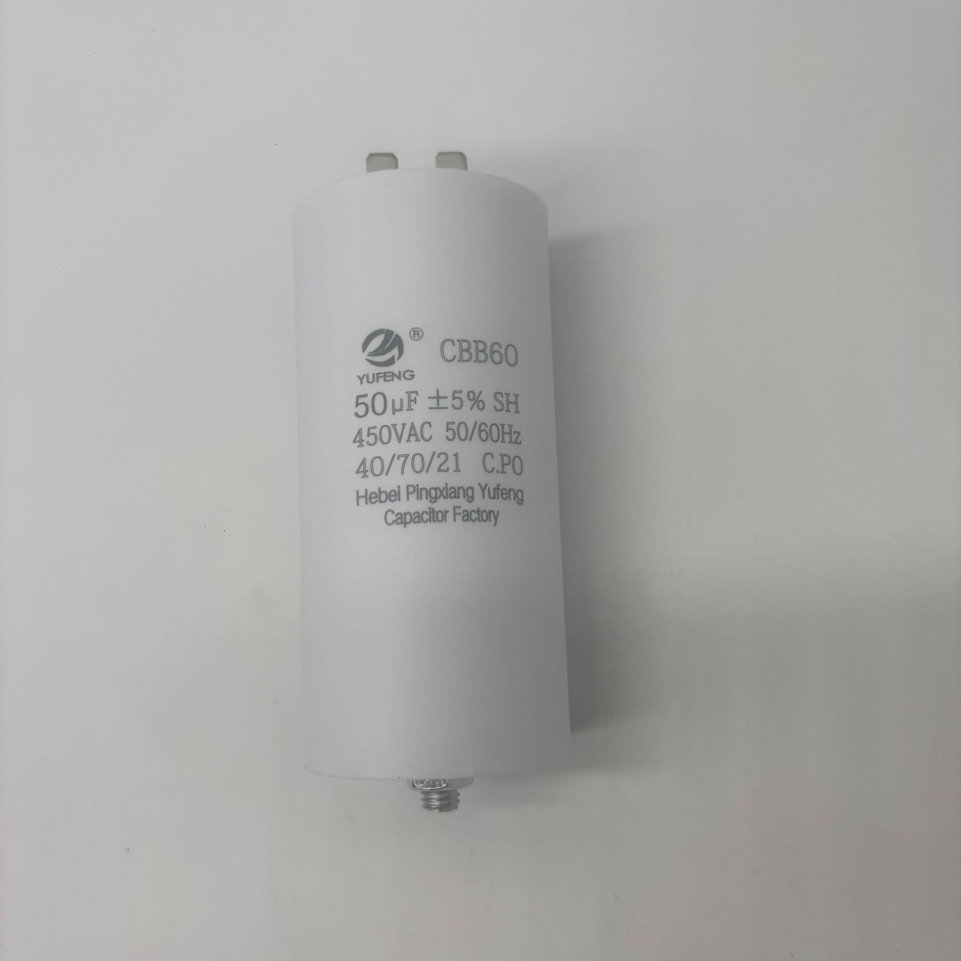 Condensador especial para bomba de agua con motor de tornillo en la parte inferior de la carcasa plástica de película metálica con condensador de doble inserción
